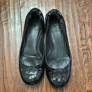 Tory Burch Black patent Reva Ballet Flats